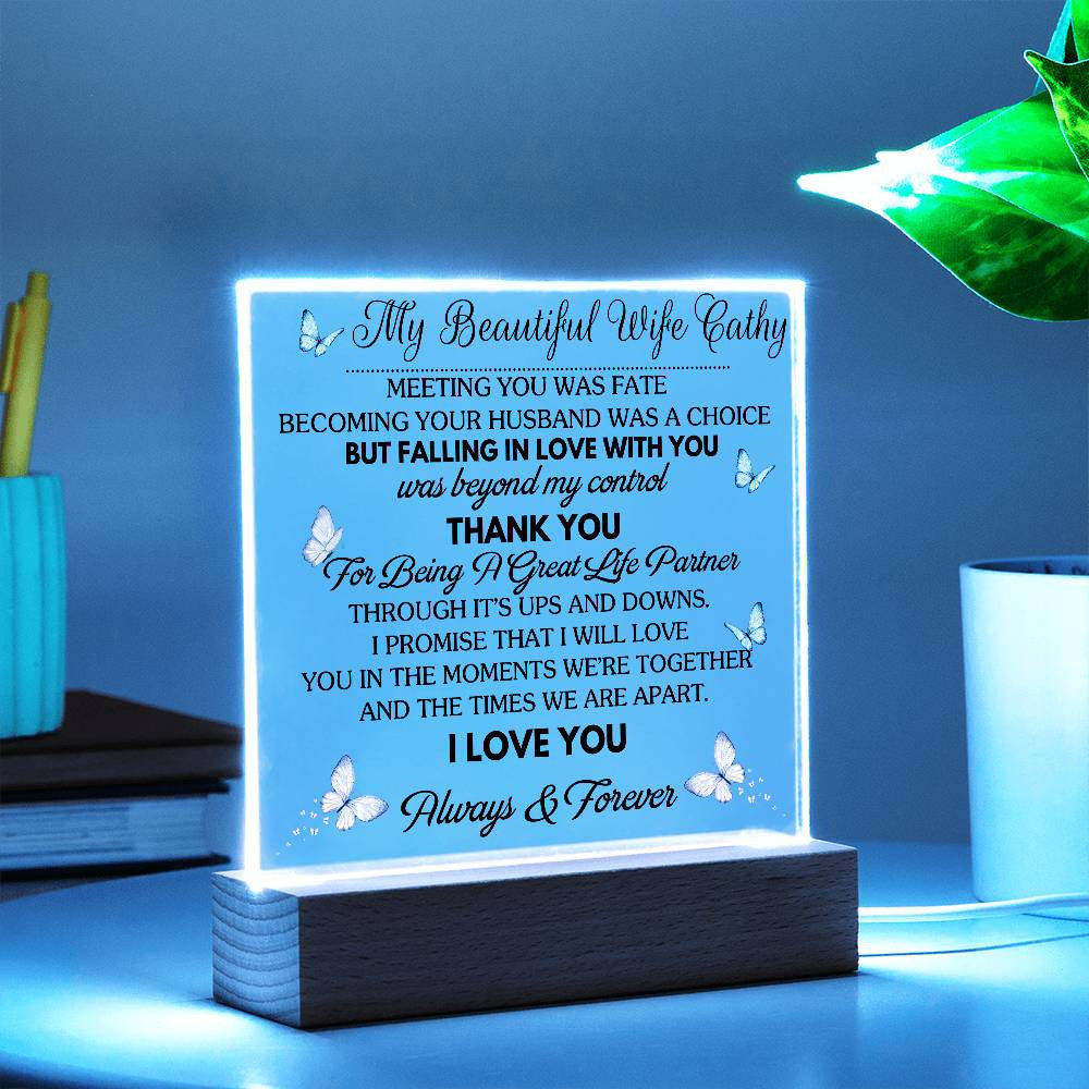 Meeting You Was Fate - Personalized Acrylic Plaque with LED Base