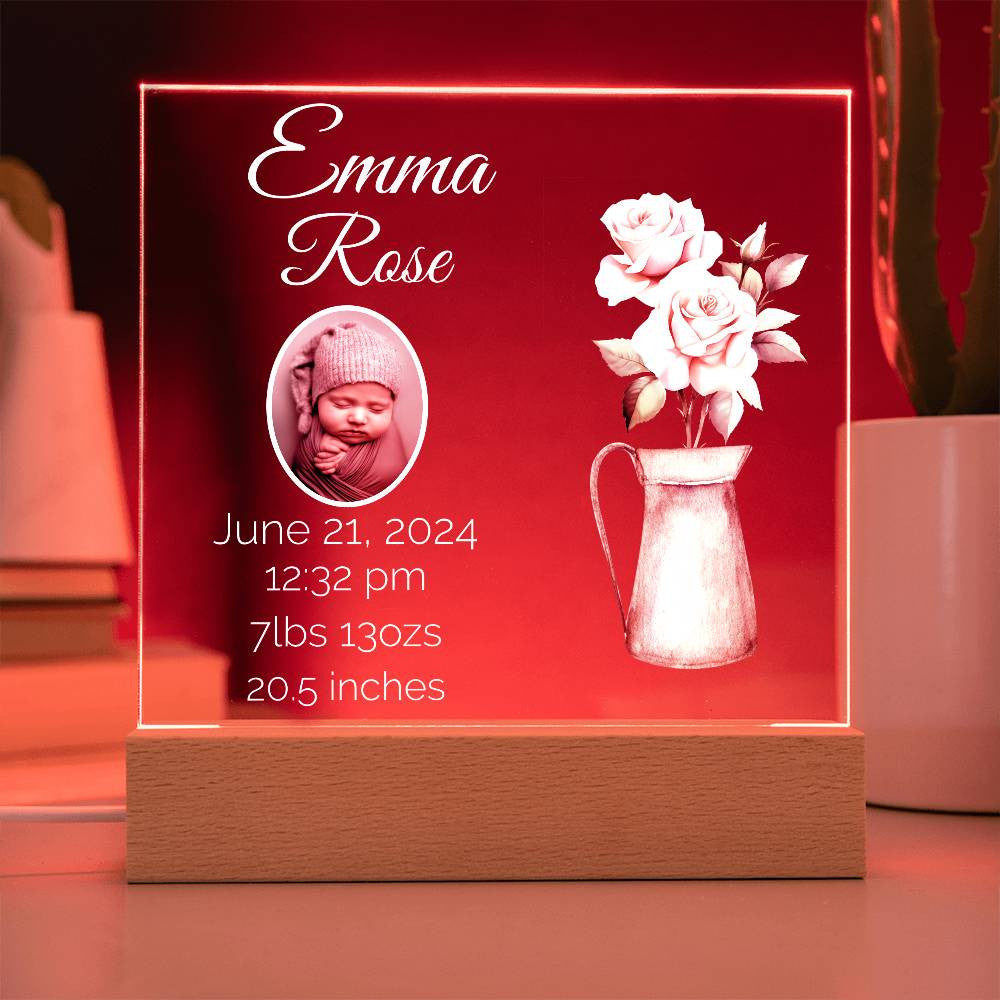 Illuminate Your Love with a Customizable LED Birth Announcement Plaque!