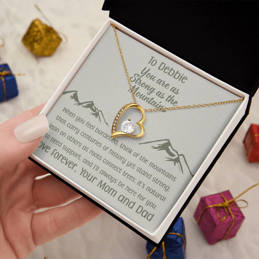 You Are as Strong as the Mountains | Personalized Gift Forever Love Necklace | Poem and Gift Box Included