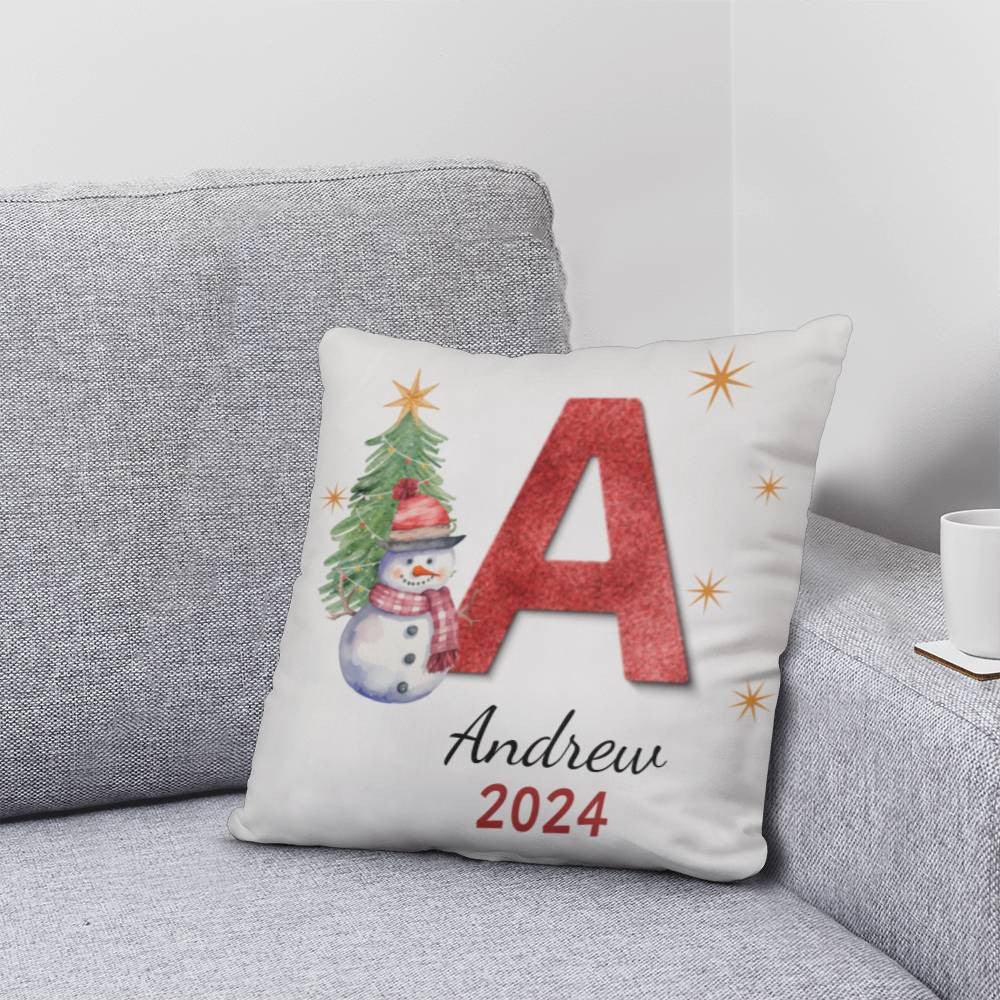 Personalized Christmas Initial, Name, and Year Classic Pillow