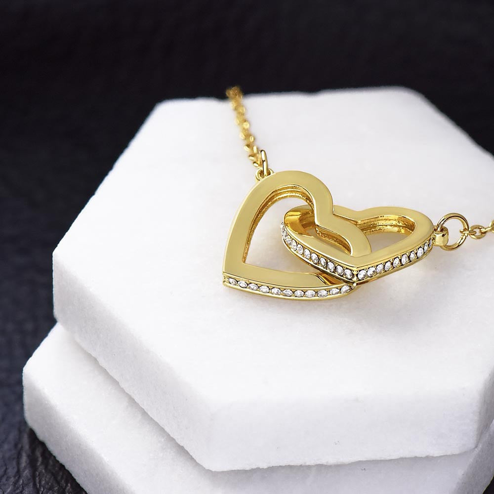 PERSONALIZED COUPLE CHRISTMAS GIFT MESSAGE AND NECKLACE | Interlocking Hearts Necklace (Yellow & White Gold Variants)