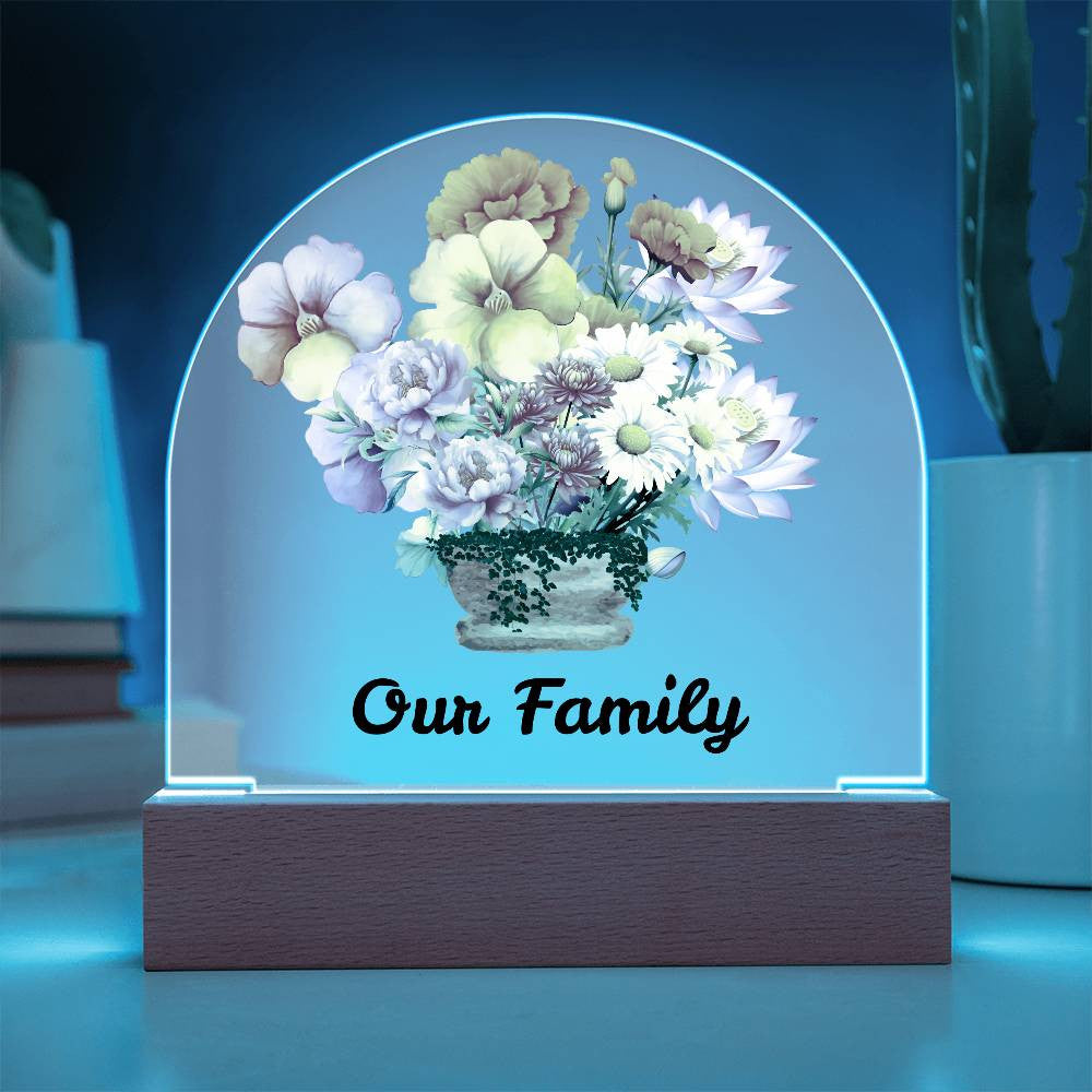 Customize a Bouquet of Birth Flowers for Family Flower Pot LED Acrylic Dome Plaque Night Light