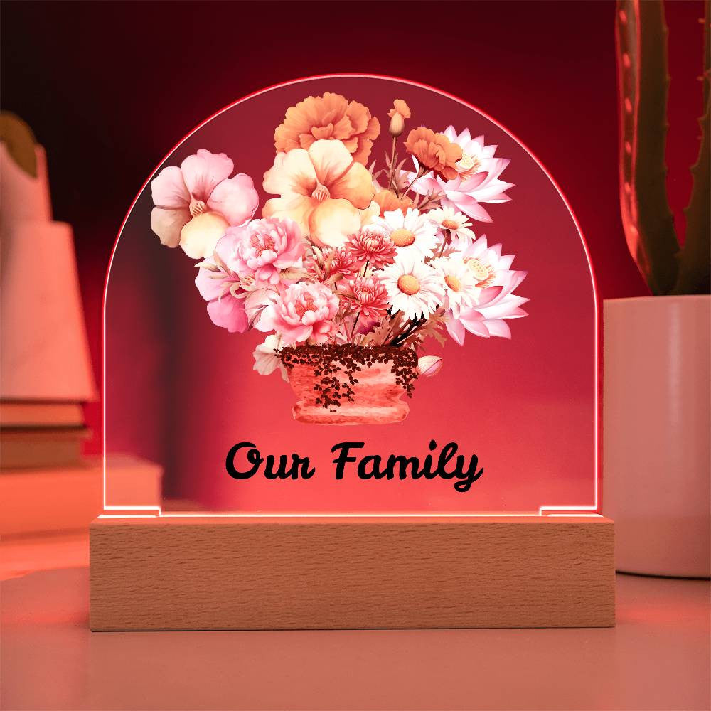 Customize a Bouquet of Birth Flowers for Family Flower Pot LED Acrylic Dome Plaque Night Light