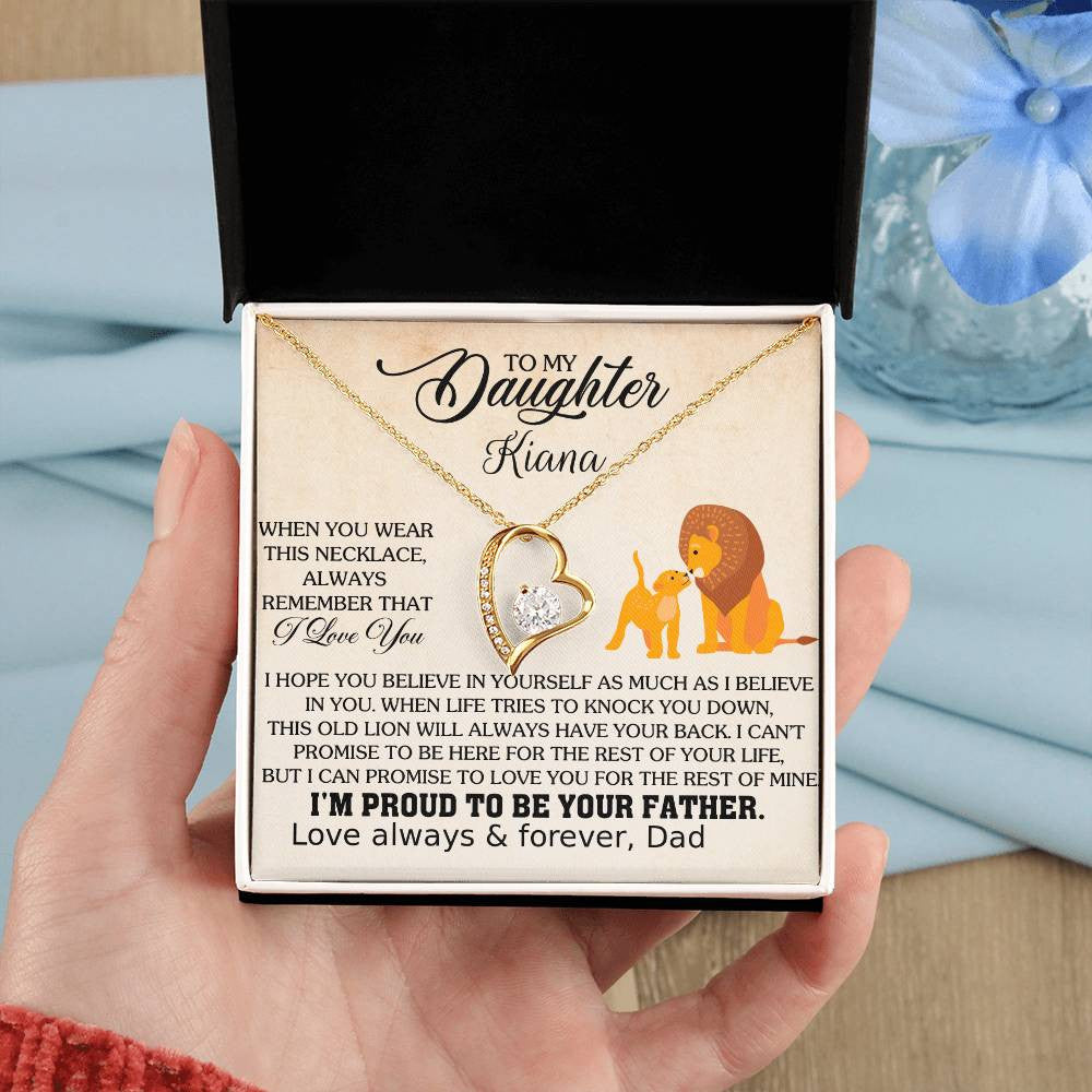 Free Personalization | For Daughter❤️ from Father | Forever Love Necklace with On Demand Message Card