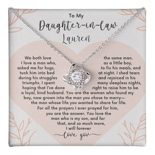 💖 Daughter-in-Law Love You Forever |Free Personalization | Gift for Christmas, Anniversary, or Birthday 💖 Love Knot Necklace