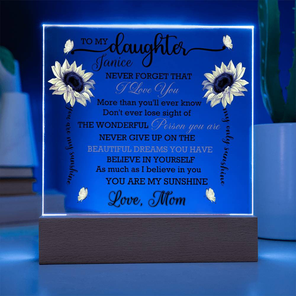 Free Personalization To My Daughter Acrylic Square Plaque