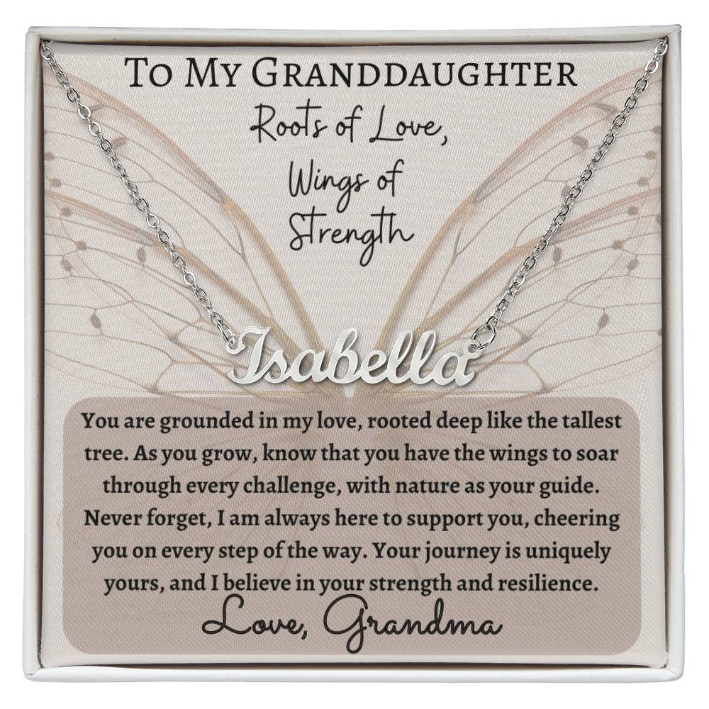 Roots of Love, Wings of Strength | Personalized Name Necklace with Personalized Message Card | Not Sold in Stores