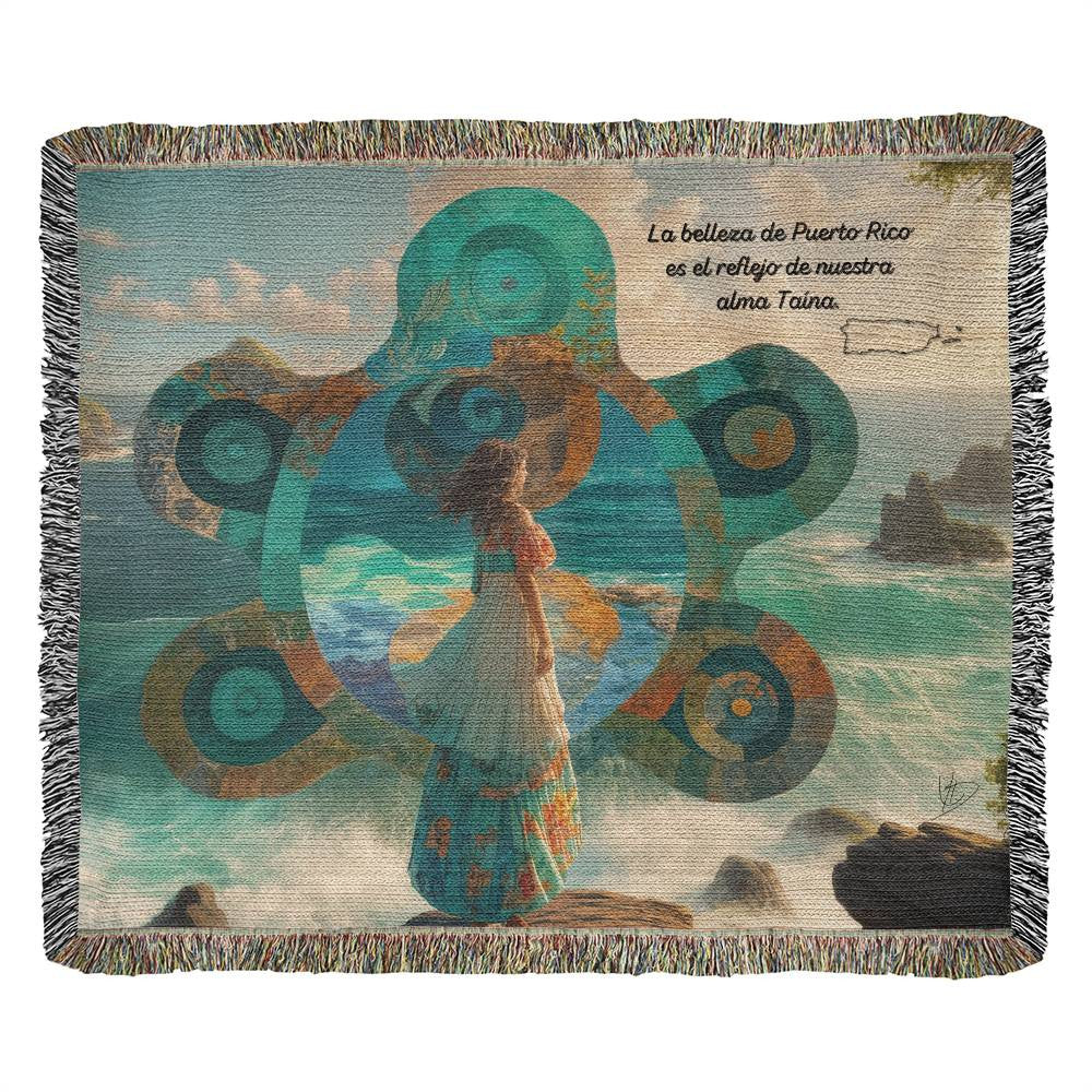 Taino Sun & Ocean Heritage Blanket: A Woven Tribute to Puerto Rican Beauty