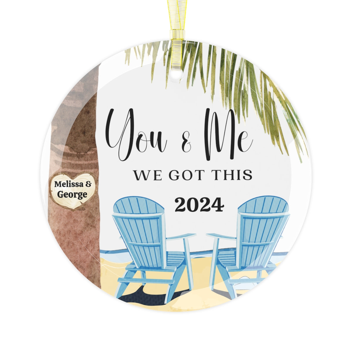 We Got This | Personalized Glass Christmas Ornament | Palm Tree Design