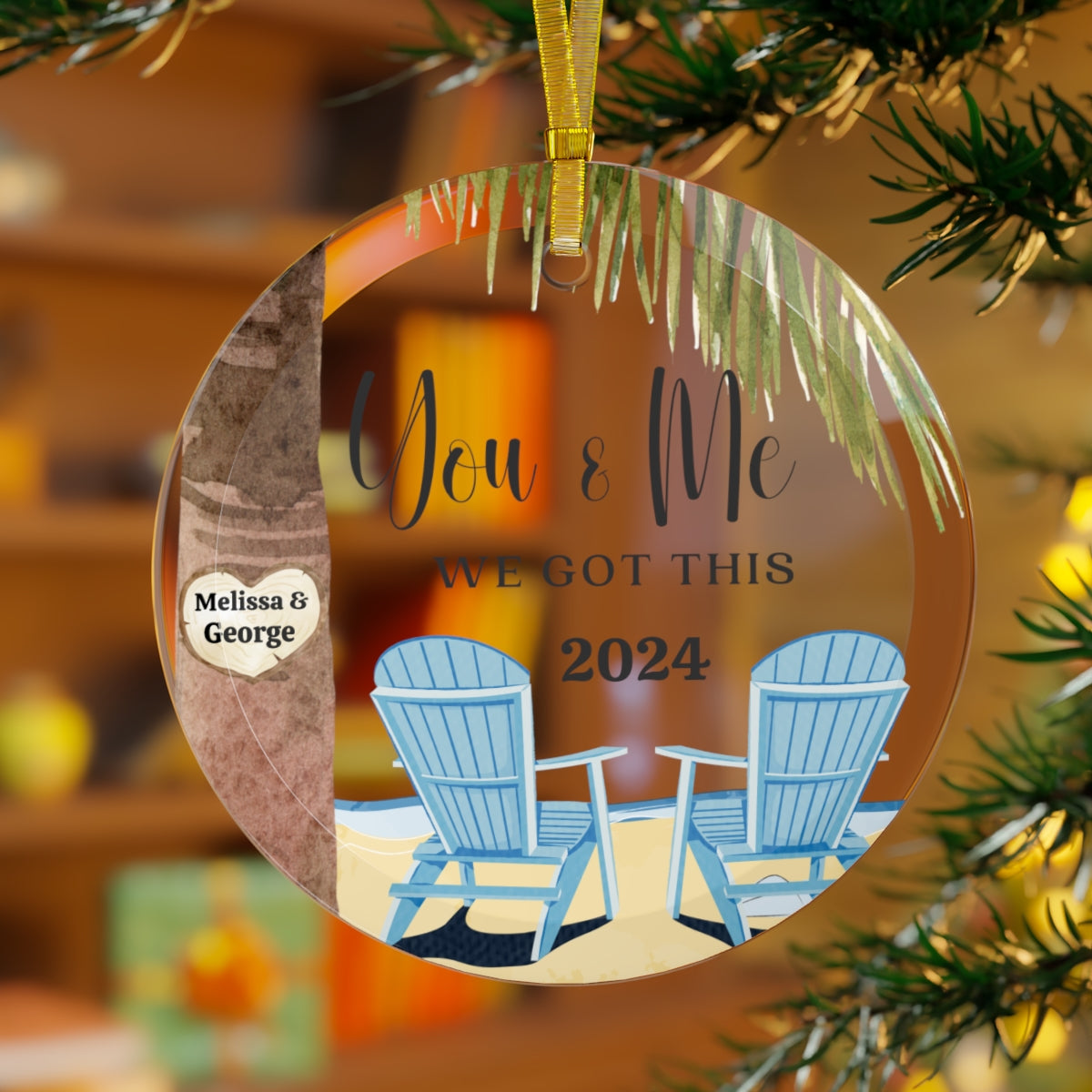 We Got This | Personalized Glass Christmas Ornament | Palm Tree Design