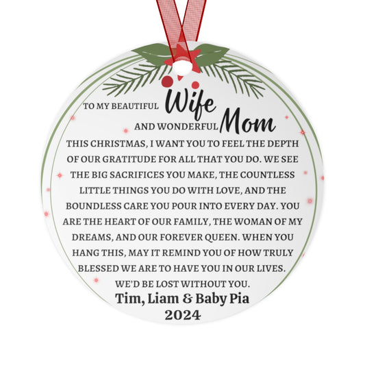 Personalized Photo Ornament for Mom | Heartfelt Christmas Gift from Family | Double-Sided