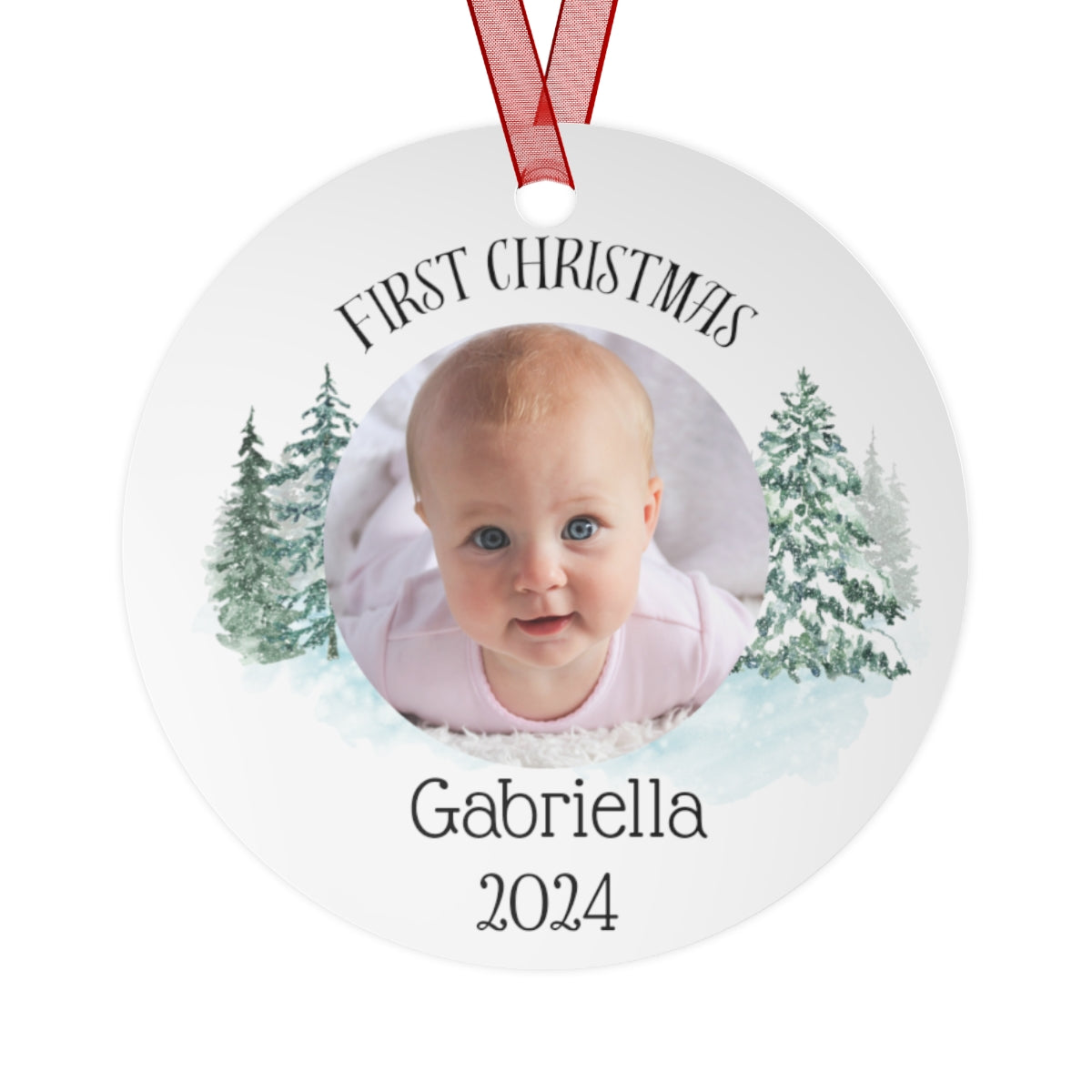 First Christmas Personalization Photo Option or Cute Baby Penguin Metal Ornaments