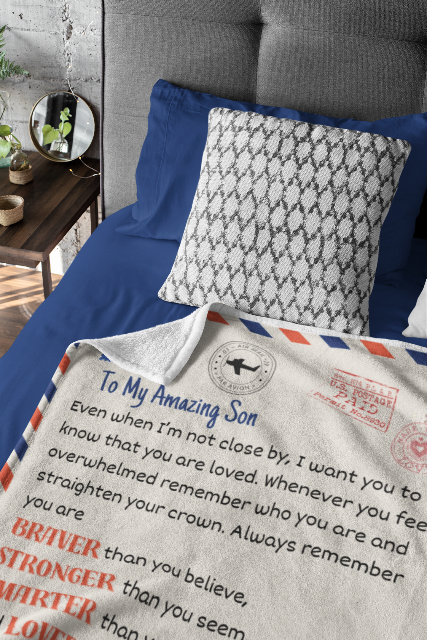 Send Your Love Across the Miles – Personalized Airmail Blanket, 50" x 60"