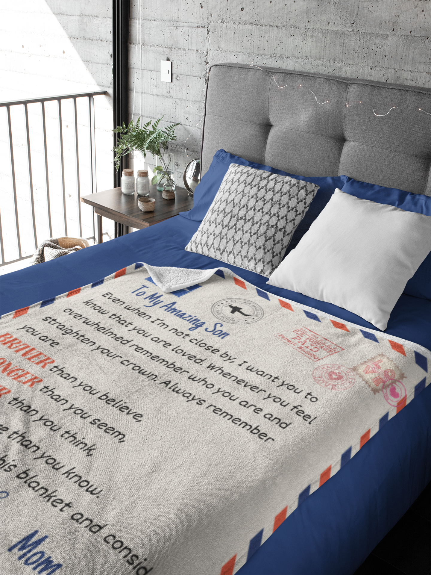 Send Your Love Across the Miles – Personalized Airmail Blanket, 50" x 60"