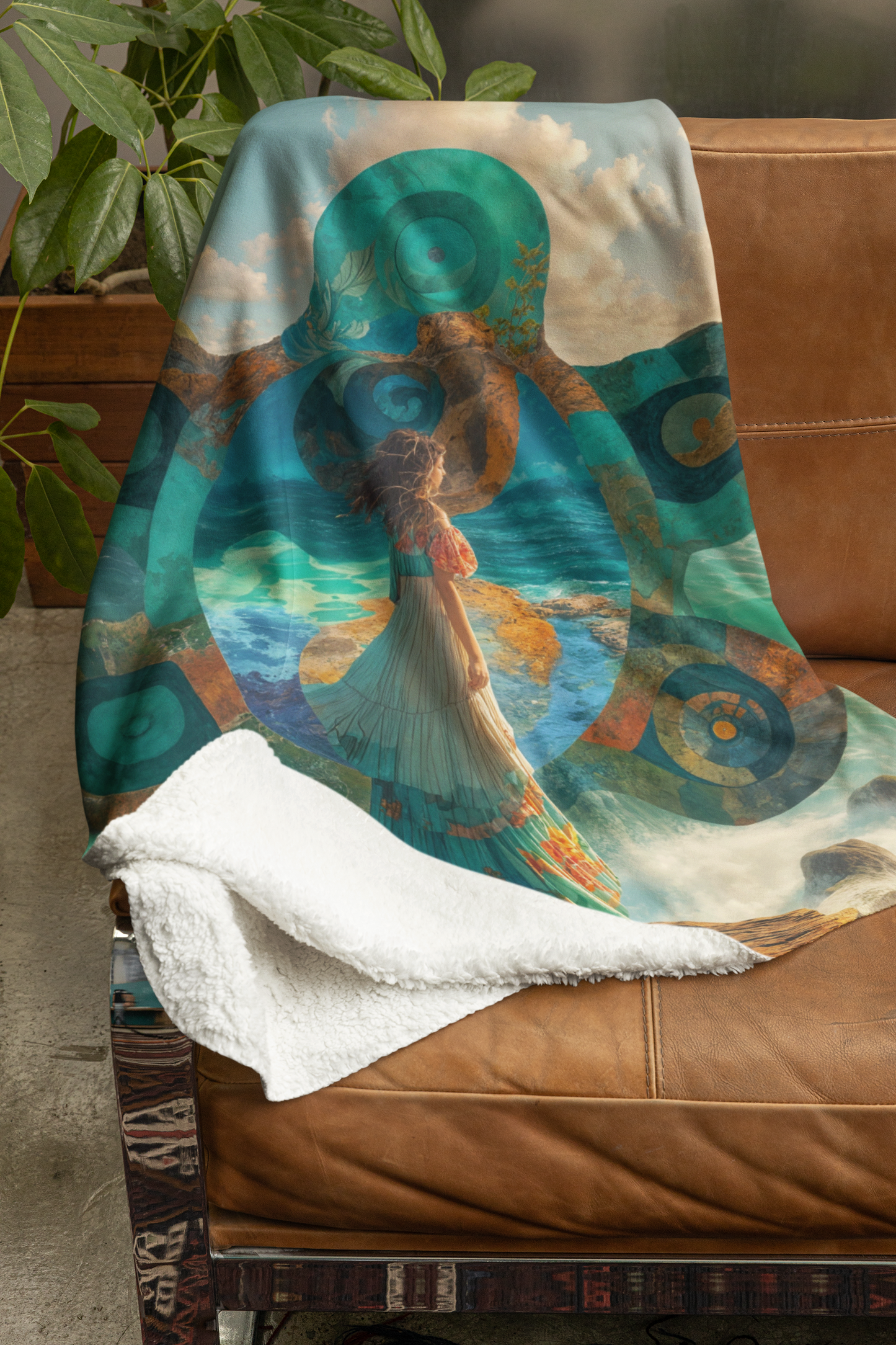 Taino Sun & Caribbean Beach Sherpa Fleece Blanket