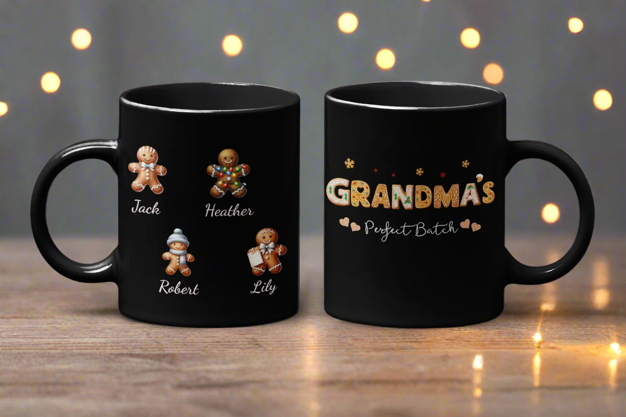 Grandma’s Perfect Batch Personalized Black Mug