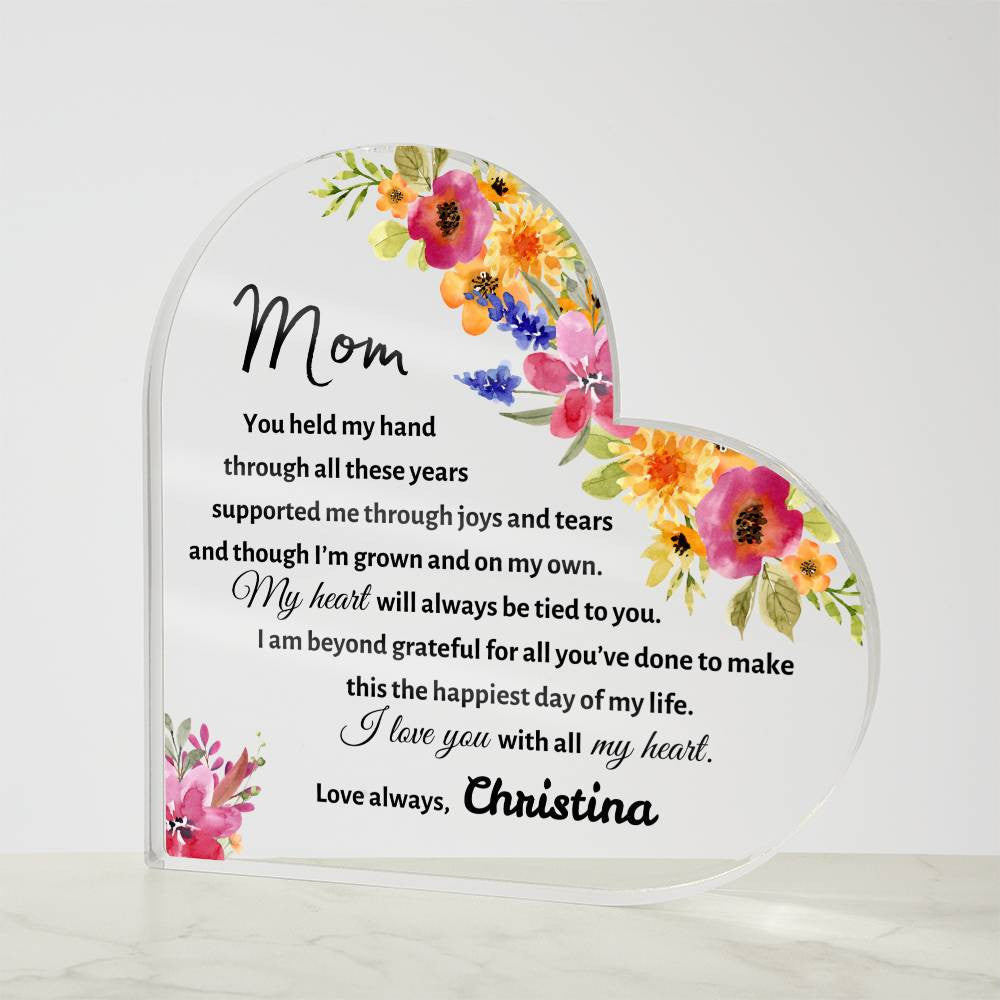 Mom Special Moments Memory Special Day | Gift Acrylic Heart Plaque LED