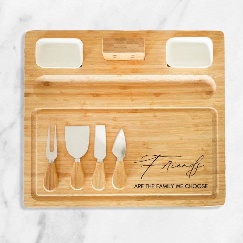 Friends Are the Family We Choose | Laser Engraved Bamboo Charcuterie Board