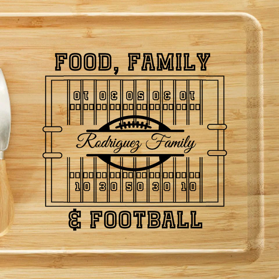 Personalized Family Name | Food, Family & Football | Magnetic Charcuterie Board