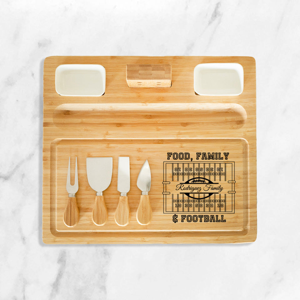 Personalized Family Name | Food, Family & Football | Magnetic Charcuterie Board