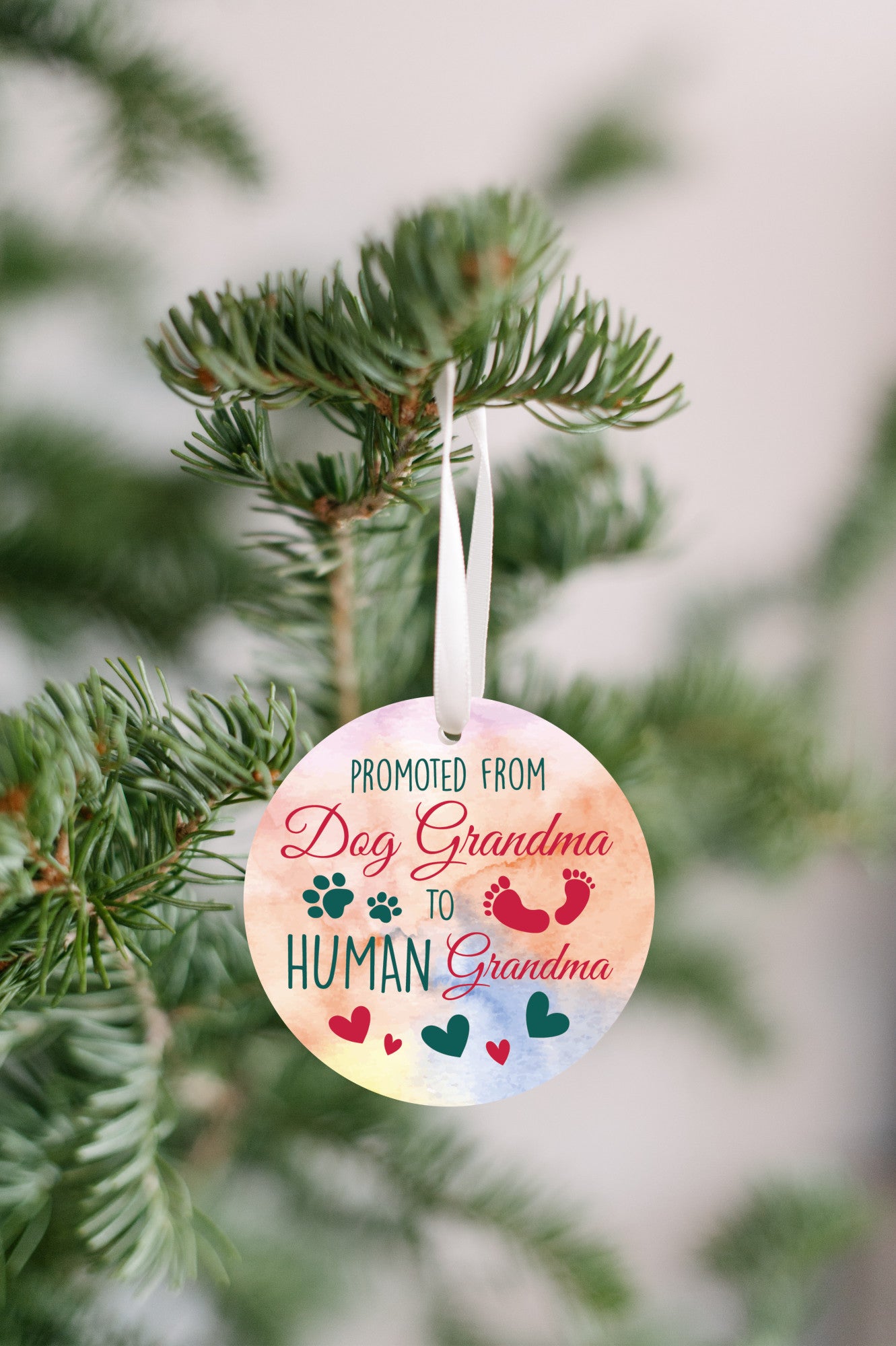 Promoted from Dog Grandma to Human Grandma | Pregnancy Announcement | Grandma Ornament