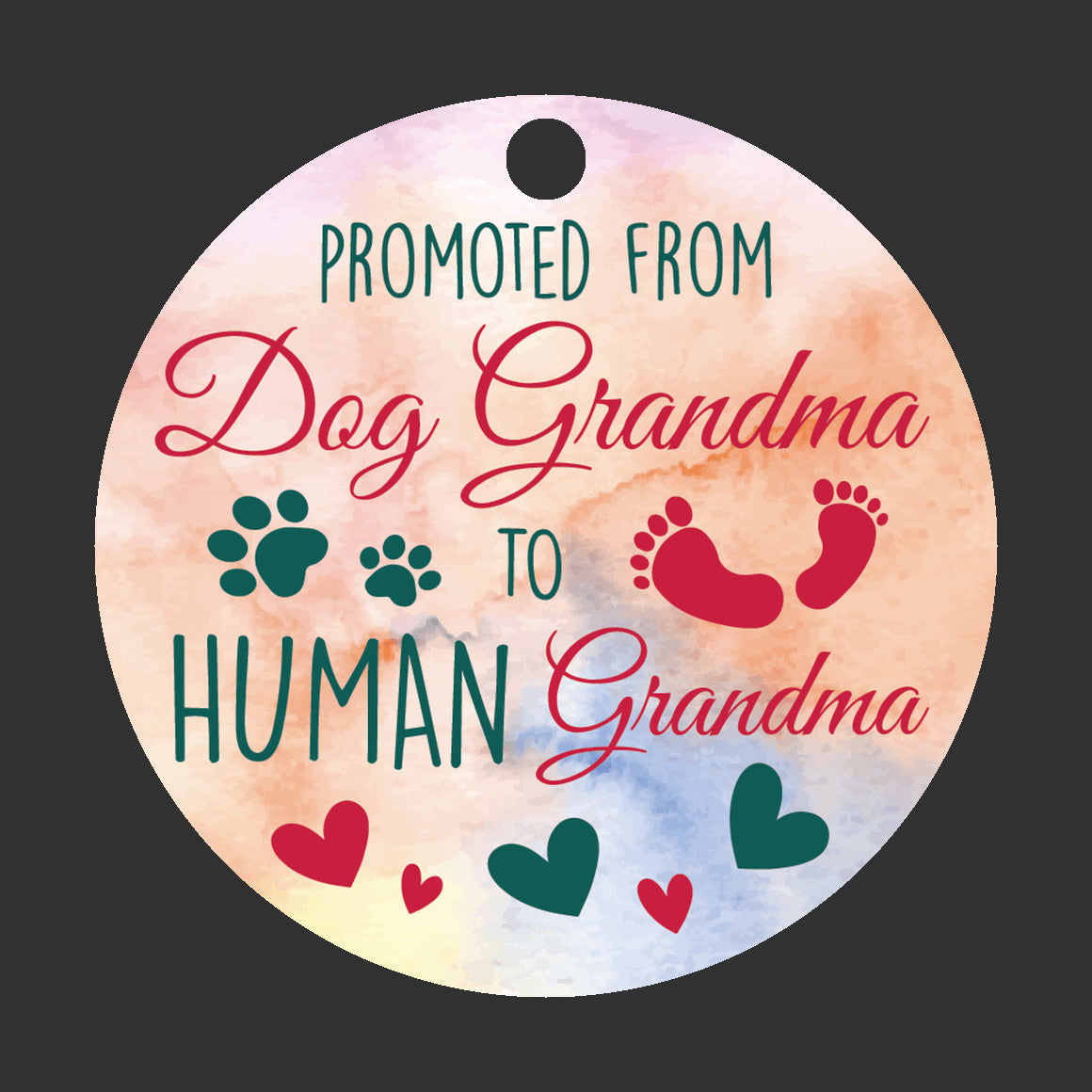 Promoted from Dog Grandma to Human Grandma | Pregnancy Announcement | Grandma Ornament