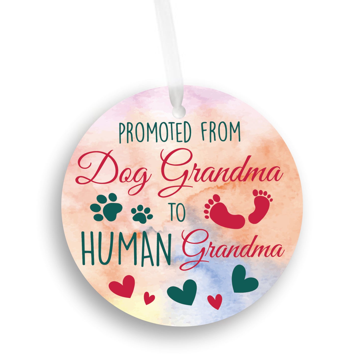 Promoted from Dog Grandma to Human Grandma | Pregnancy Announcement | Grandma Ornament