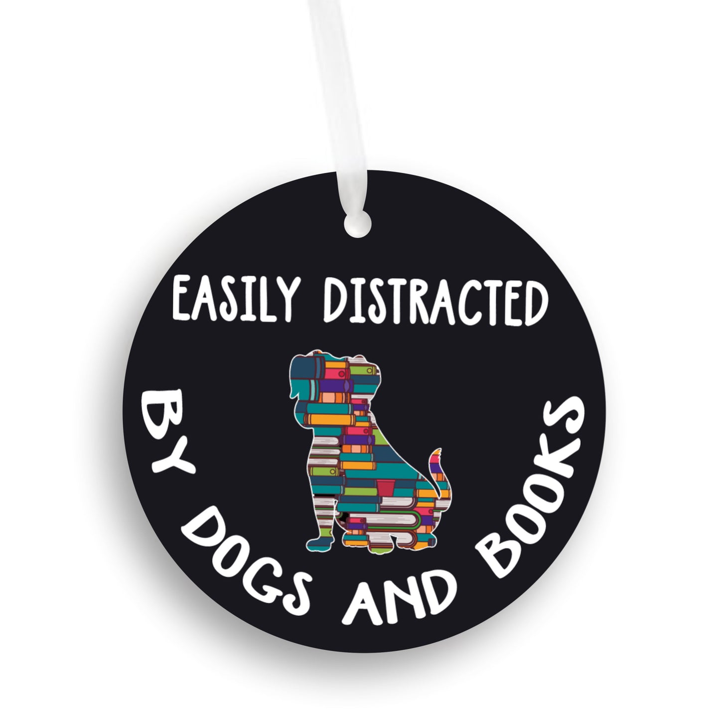 Distracted by Dogs and Books Ornament