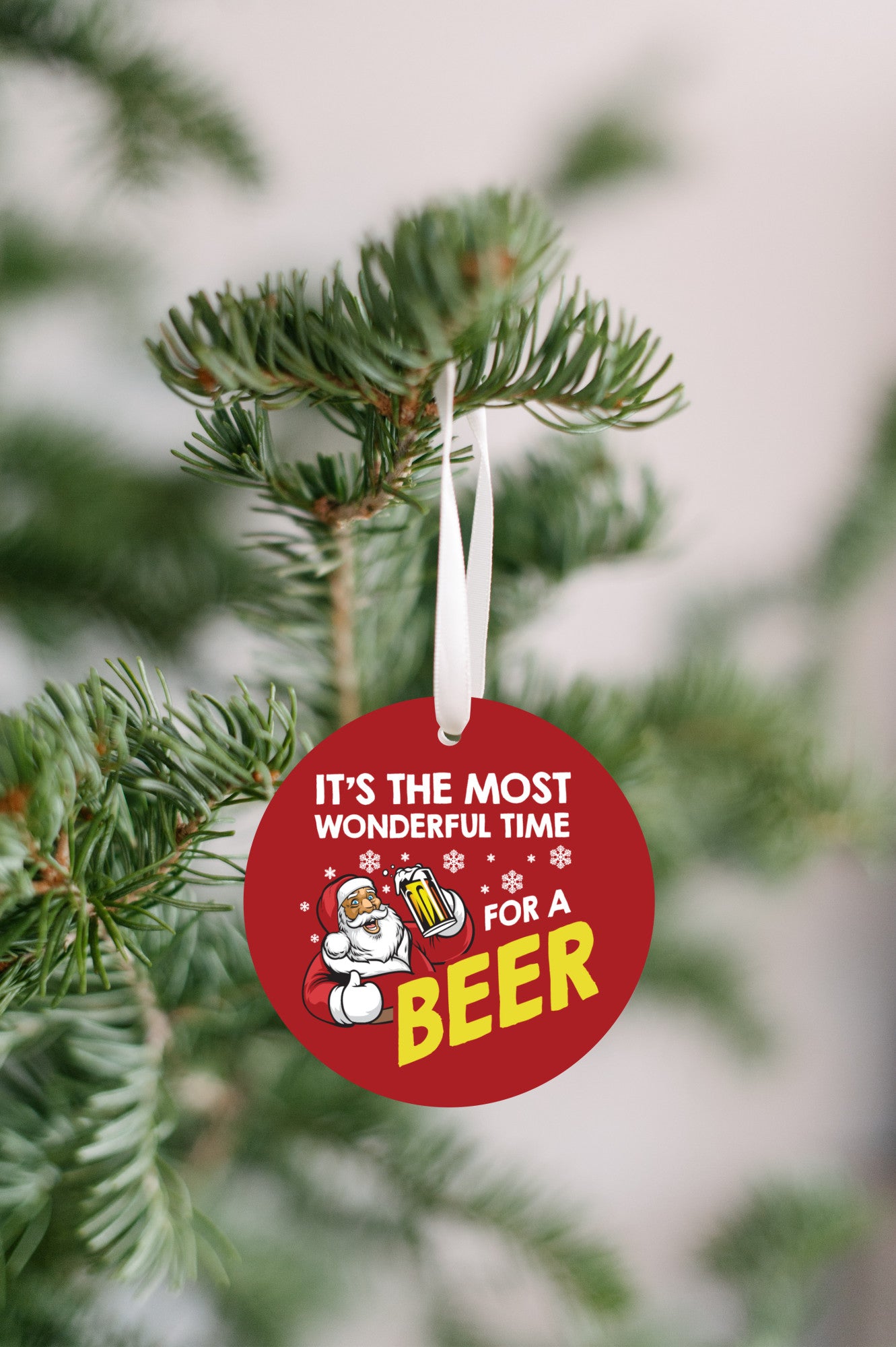 It’s the Most Wonderful time for a Beer | Funny Christmas Santa Ornament