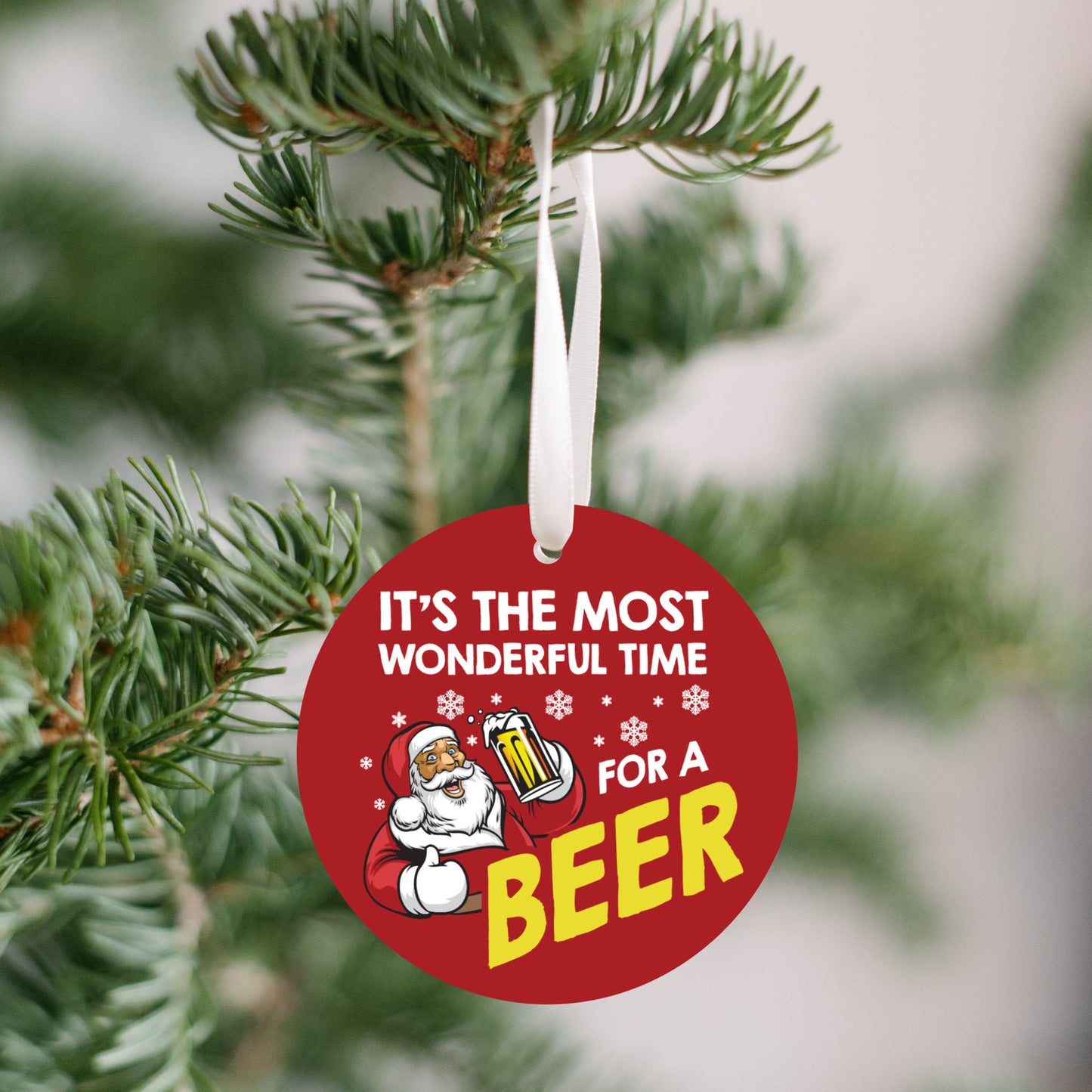 It’s the Most Wonderful time for a Beer | Funny Christmas Santa Ornament