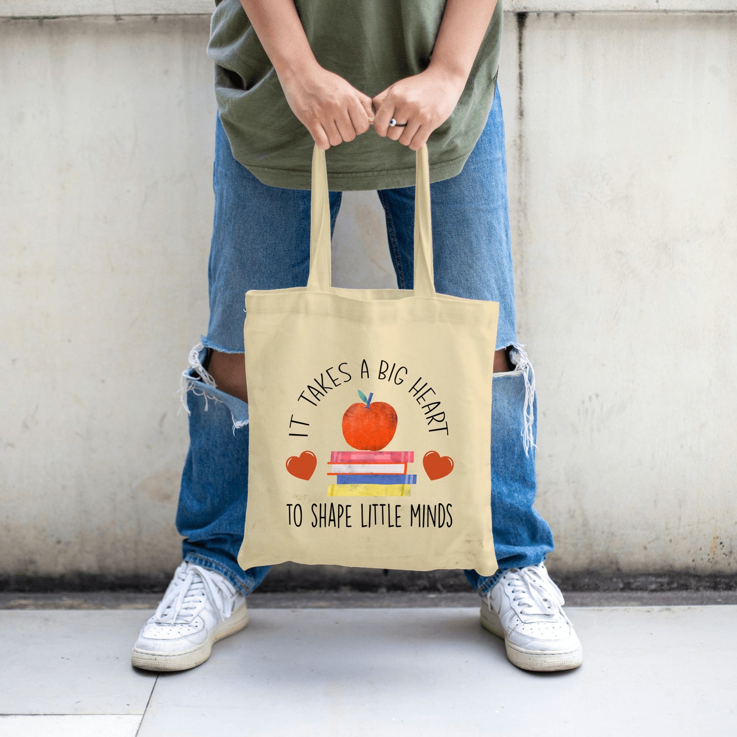 It Takes a Big Heart to Shape Little Minds | Teacher Gift Tote Bag