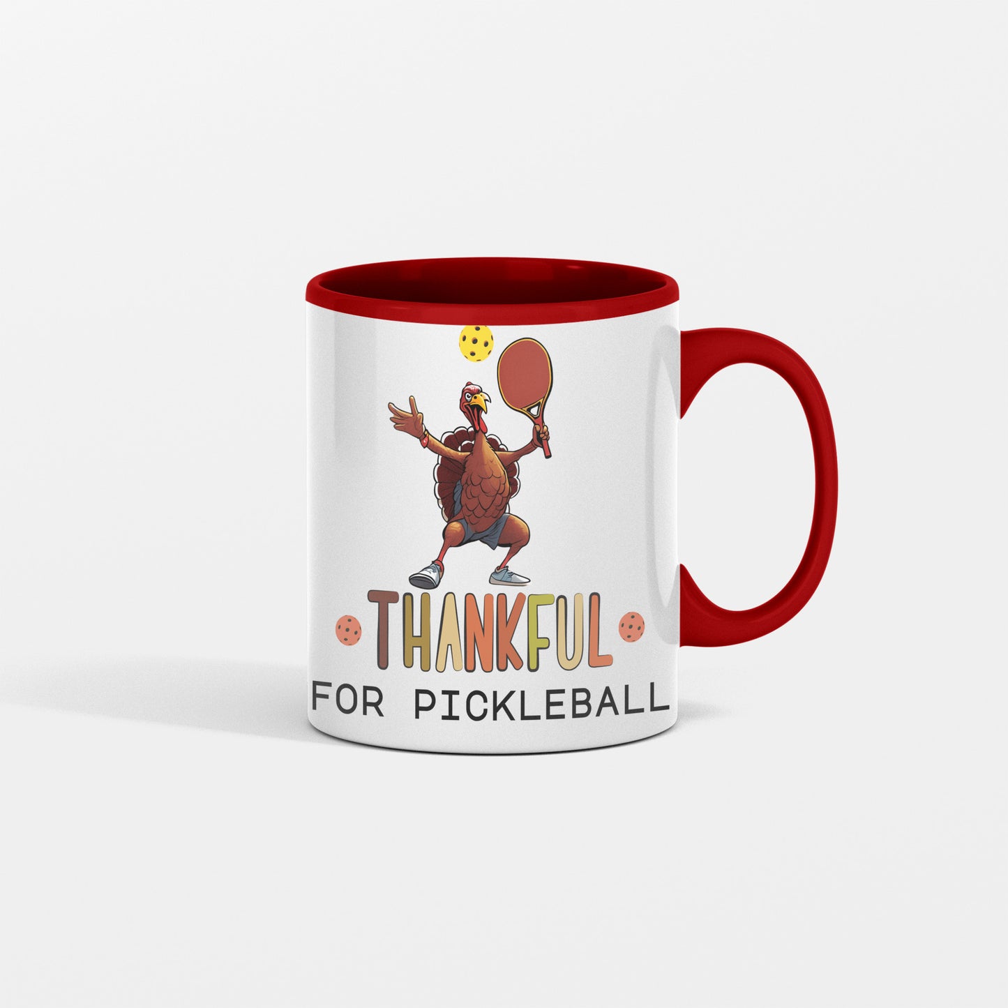 "Thankful for Pickleball" Funny Turkey Mug - Perfect for Thanksgiving & Pickleball Fans