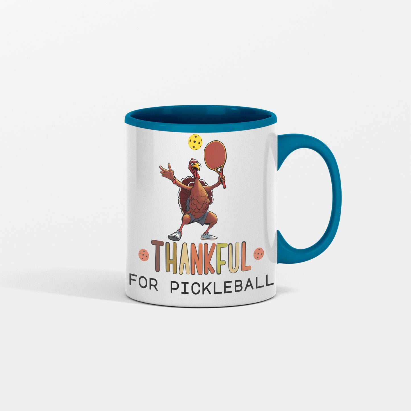 "Thankful for Pickleball" Funny Turkey Mug - Perfect for Thanksgiving & Pickleball Fans