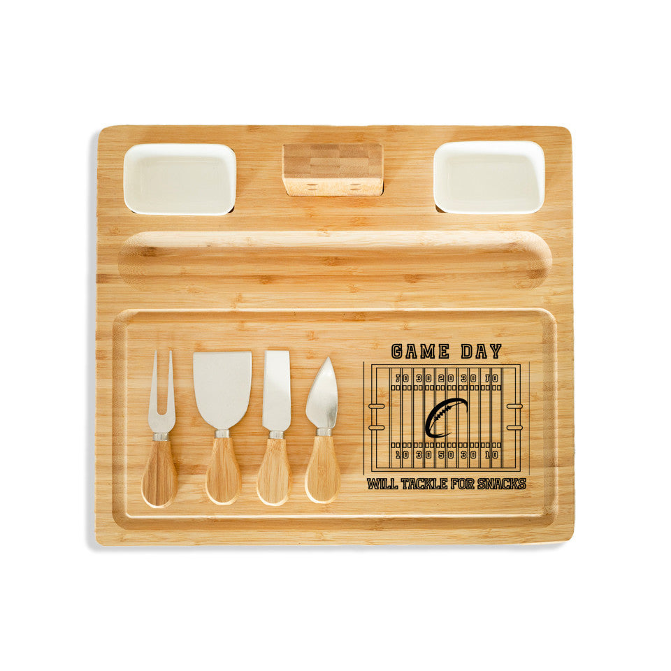 GAME DAY CUTTING BOARD | WILL TACKLE FOR SNACKS | Bamboo Cutting Board