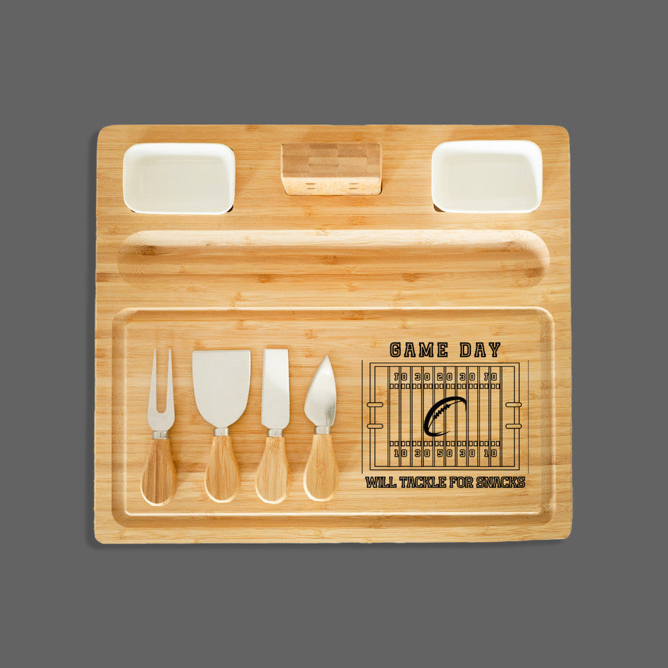 GAME DAY CUTTING BOARD | WILL TACKLE FOR SNACKS | Bamboo Cutting Board