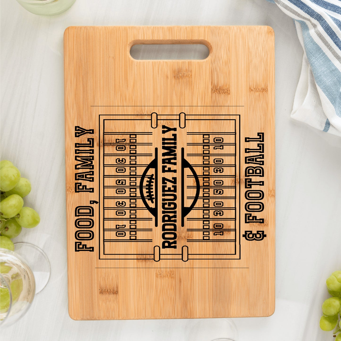 Food, Family, Football Personalized Cutting Board