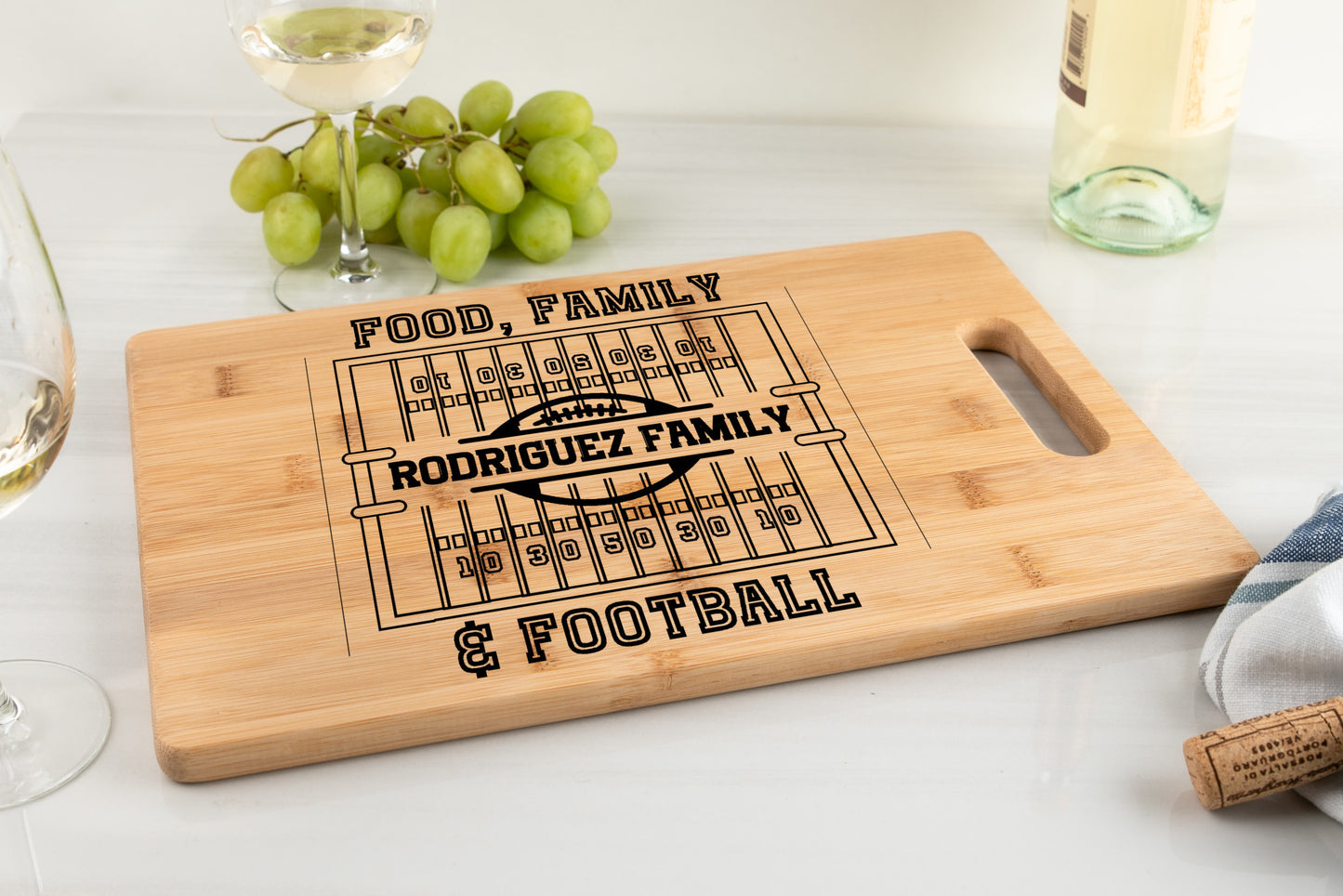 Food, Family, Football Personalized Cutting Board