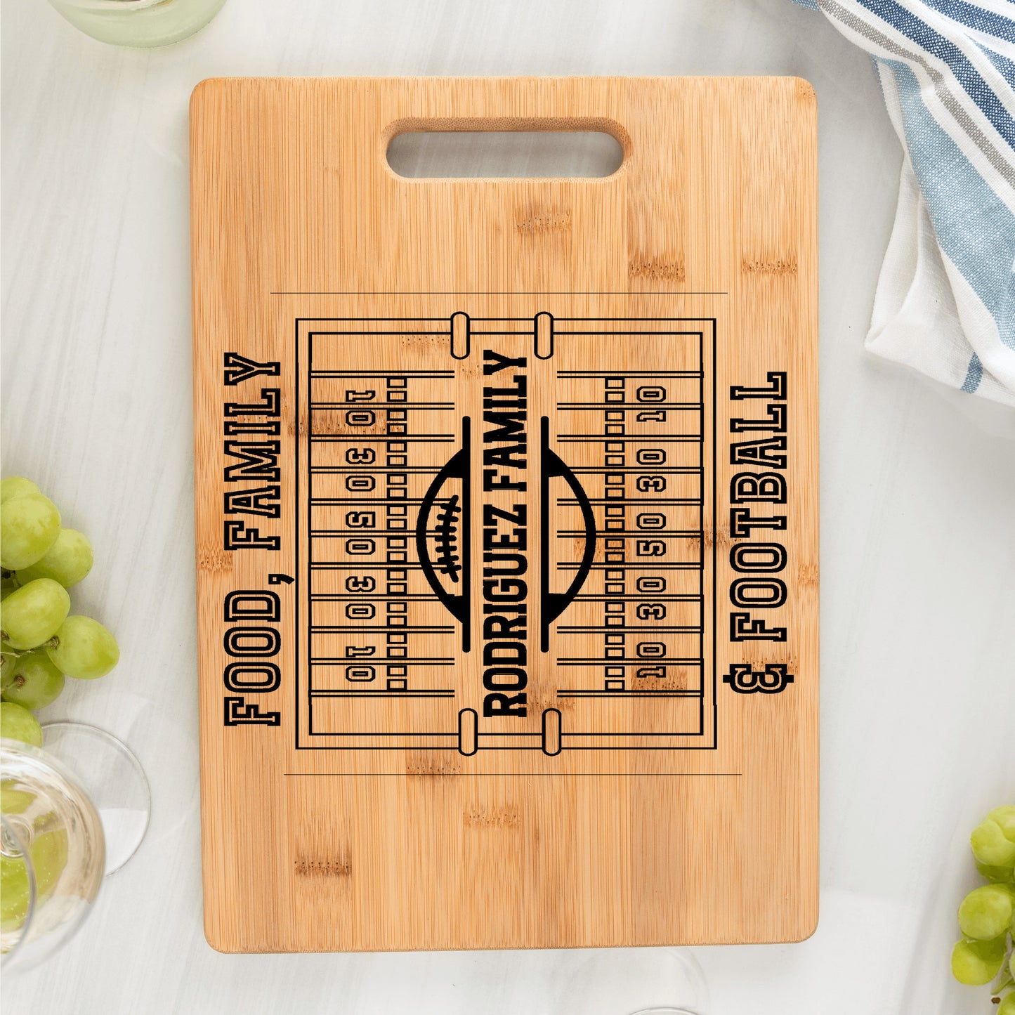 Food, Family, Football Personalized Cutting Board