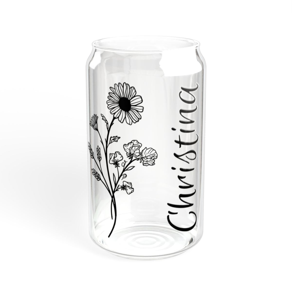 Personalized Birth Flower and Name | Sipper Glass, 16oz