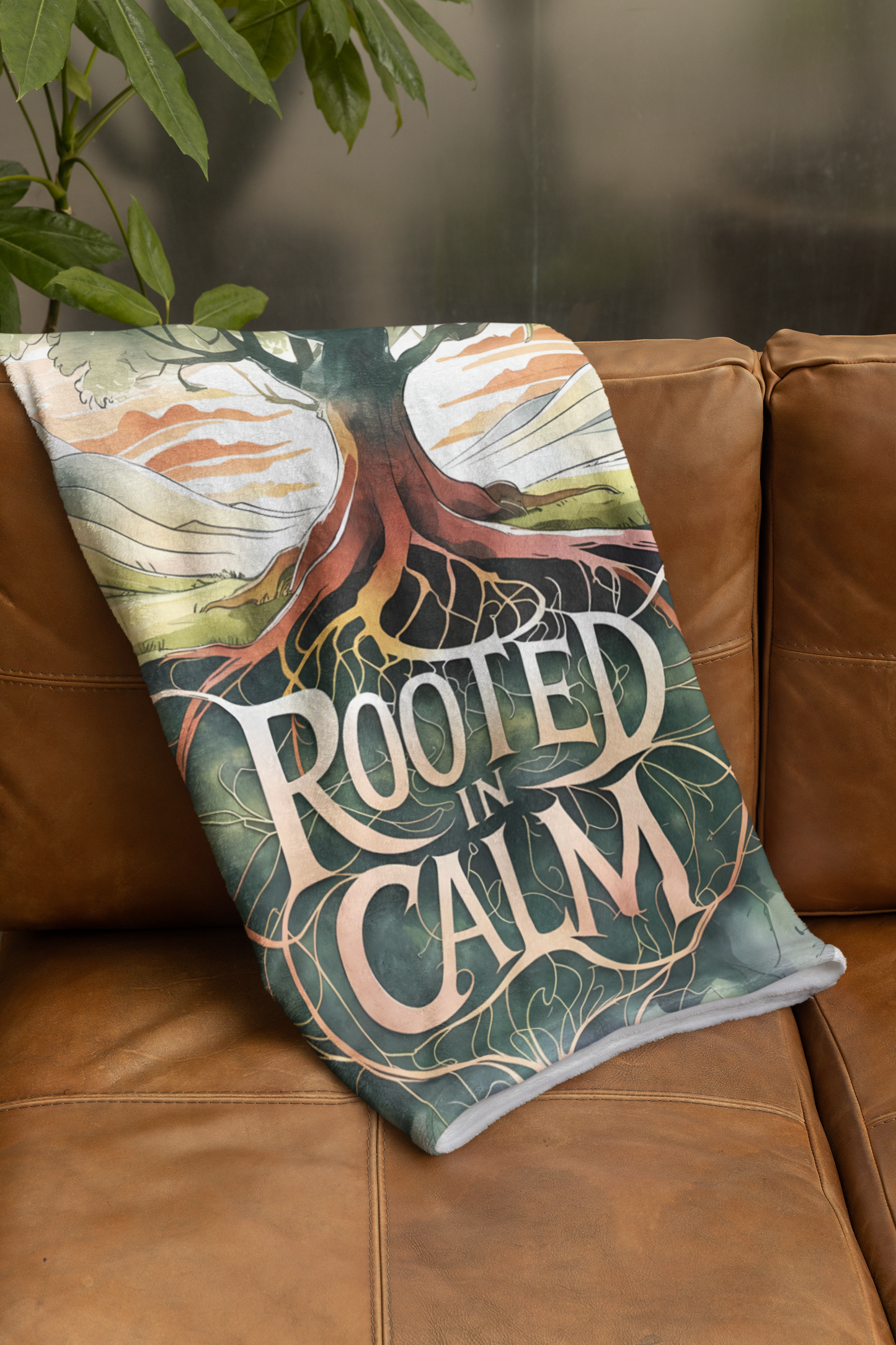 "Rooted in Calm" Plush Velveteen Blanket